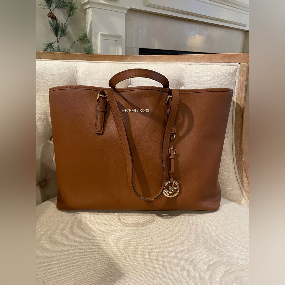 Brown Michael Kors tote bag.